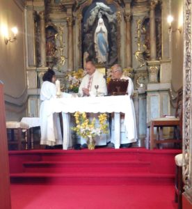 Father Bernadino celebrating Mass with a visiting priest - Father Daren